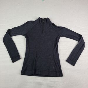 Smartwool Women’s XS Gray Base Layer Long Sleeve 100% Merino Wool ¹/⁴ Zip
